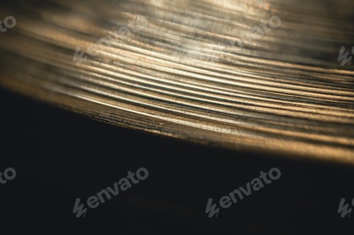 Preview: Close up of hi hat surface, drum cymbal close-up.