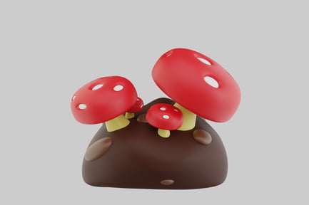 Preview: Toon mushrooms on soil mound