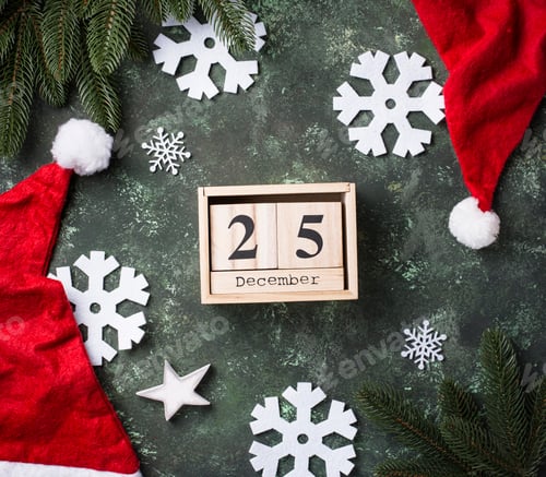 Preview: Christmas background with Santa hat