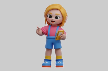 Preview: Cartoon girl with sketchpad