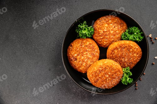 Preview: Soy meat cutlets vegetarian and vegan food no meat product preparation tasty snack fresh