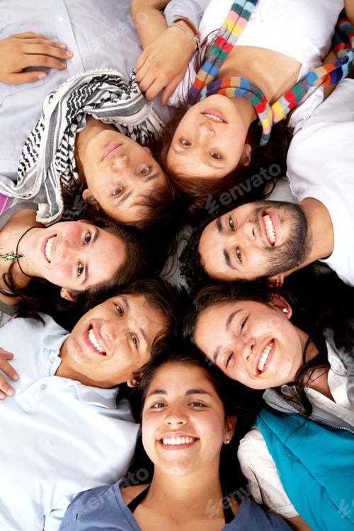 Preview: Casual Group Of Happy Young People Smiling Isolated Over A White Background