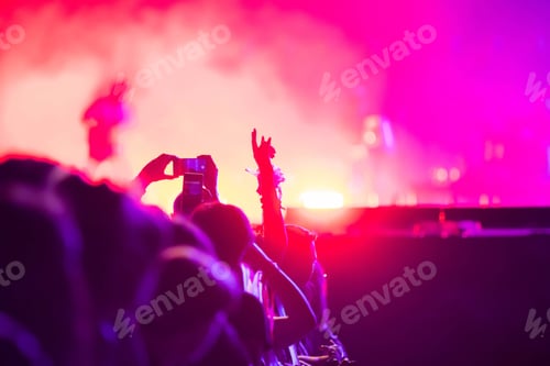 Vista previa: crowd partying stage lights live concert summer music festival