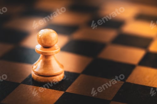 Preview: White Chess Pawn Standing On Chessboard
