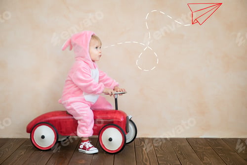 Preview: Funny kid wearing Easter bunny