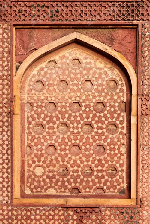 Preview: Ancient wall decorative elements of Taj Mahal, ancient wall decorations depicting geometric patterns