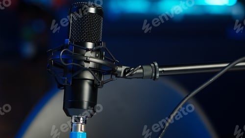 Preview: Close up shot of podcast microphone used to record internet show
