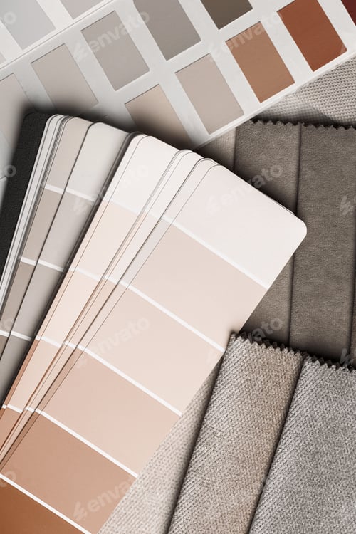Preview: a variety of fabrics with a color palette