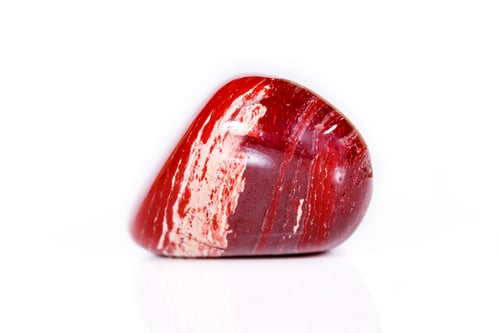 Preview: Macro mineral stone jasper "zebra iron" on a white background
