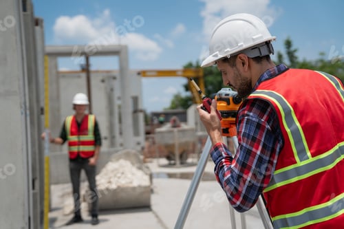 Preview: Civil or construction engineer using a survey camera, or an engineer with an auto level camera.