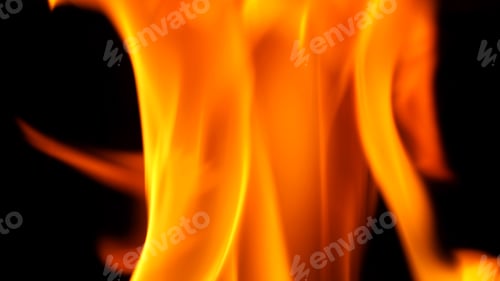 Preview: Fire blazing while cooking on black color background.