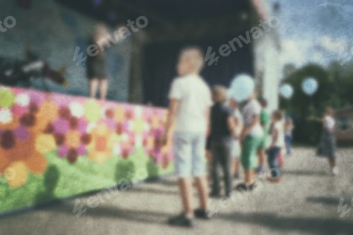 Preview: Old Photo- Blurred Background People. Fast Motion: Active Play - Activities For Children Outdoors