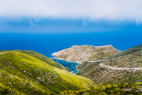 Preview: Porto Vromi on Zakynthos island, Blue sea bay of mediterranean sea, Greece