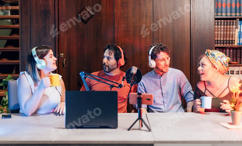 Preview: Content creators recording a podcast and streaming it online