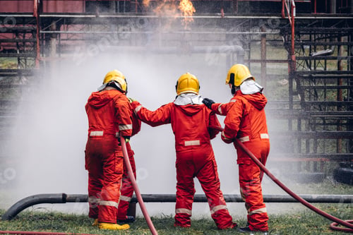 Preview: Firefighter Concept. Several firefighters go offensive for a fire attack.