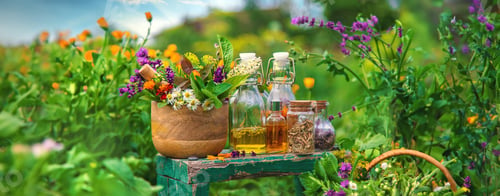 Preview: Plants and herbs, nature, alternative medicine. Selective focus.
