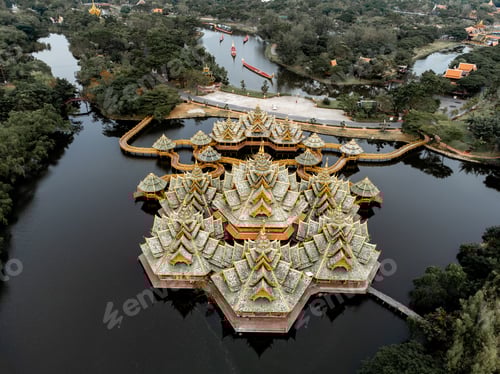 Preview: Aerial photo of Ancient city, Ancient Siam, Muang Boran in Bangkok Thailand