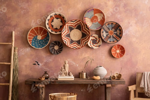 Preview: The stylish ethnic compostion at living room interior