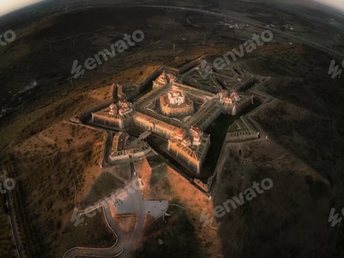 Preview: Aerial view in Fortress of Elvas at sunset. Portugal. UNESCO World Heritage Site