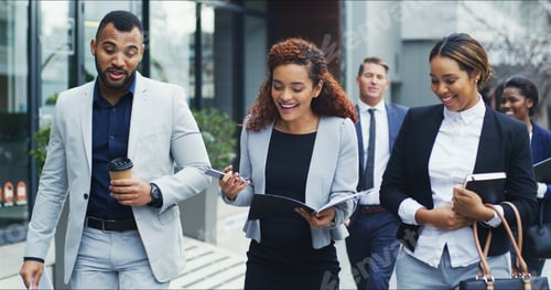 Preview: Commute, conversation and documents with business people in city together for travel to work. Discu