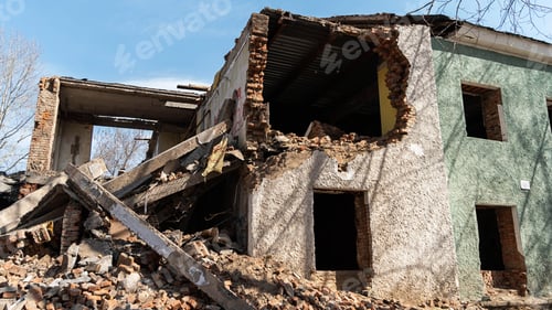 Preview: Ruined Building, Natural Disaster Concept.