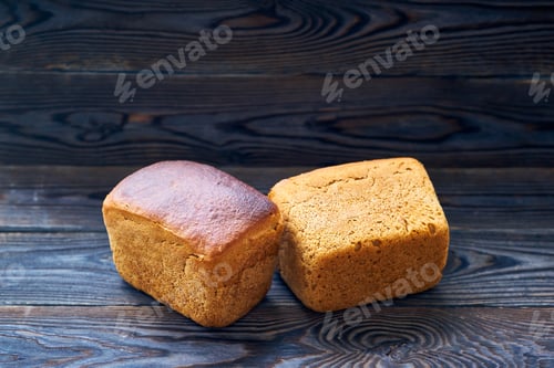 Preview: Homemade bread on dark wooden table