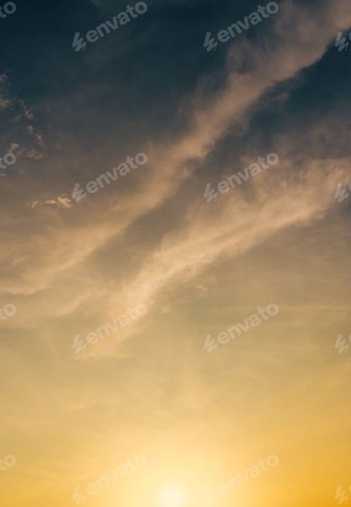 Preview: Sunrise sky clouds vertical, Morning sunrise sky with yellow, orange sunlight, Beautiful nature sky