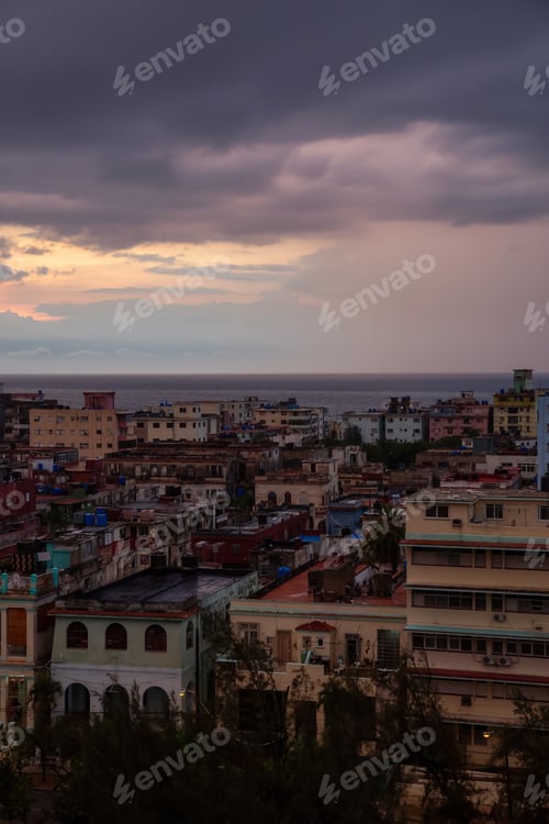 Preview: Aerial view of the residential neighborhood in the Havana City, Capital of Cuba