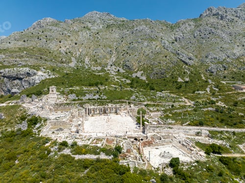 Preview: Aerial drone view of the ancient city of Sagalassos. Burdur - Turkey
