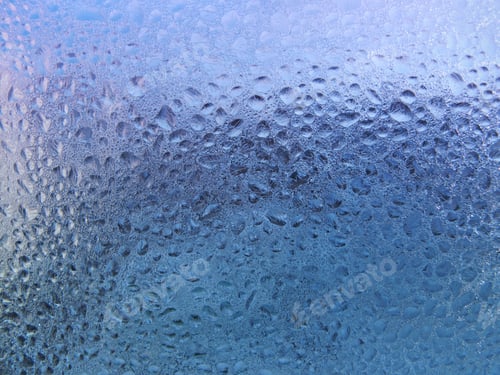 Preview: Frozen water drops on glass