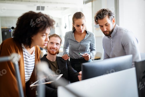 Preview: Programmers cooperating brainstorming at information technology company