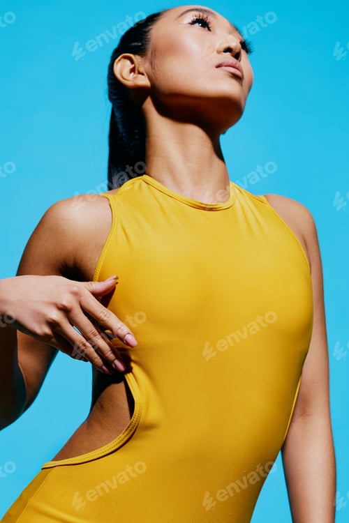 Preview: Woman trendy beauty yellow smile portrait fashion