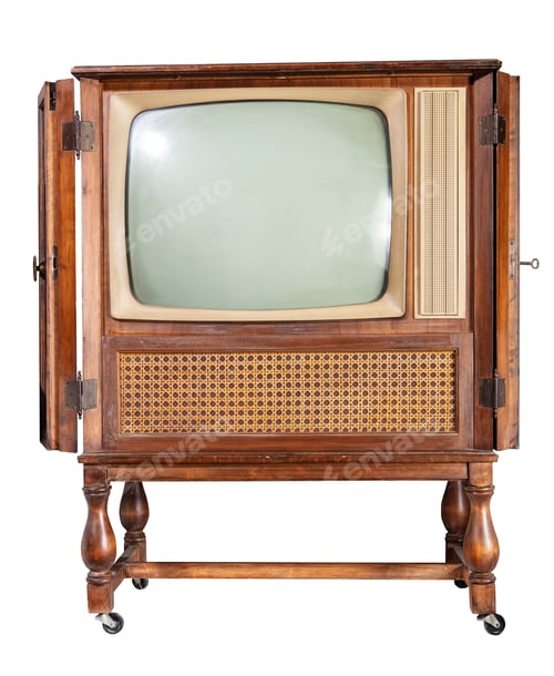 Preview: Retro old television isolated on white background.