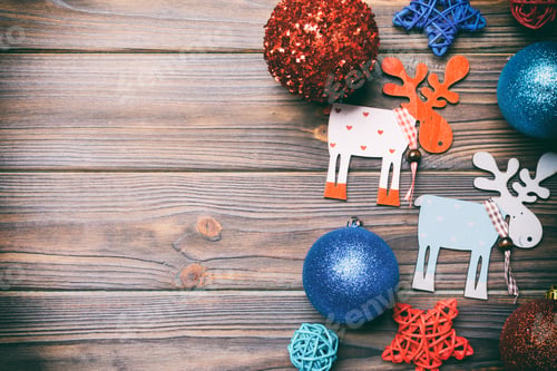 Preview: Winter set made of Christmas balls and various decorations on holiday
