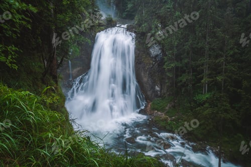 Preview: The Gollinger waterfall in Austria on rainy day