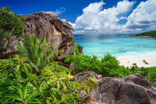 Preview: Most spectacular tropical beach Grande Anse on La Digue Island, Seychelles. Holiday vacation