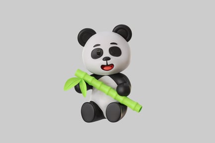 Preview: Cartoon panda with bamboo shoot