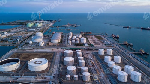 Preview: Oil and gas refinery plant form industry zone, Aerial view oil and gas Industrial.
