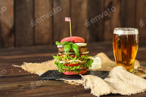 Preview: Burger Color - Sandwich Is A Lot Of Layers. Food Background