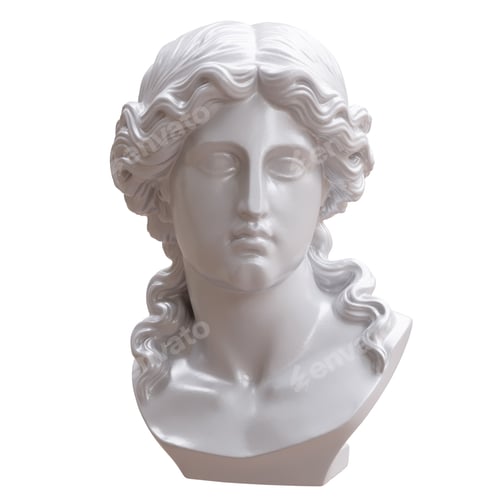 Preview: Statue of Aphrodite isolated on white. Venus marble sculpture head, 3d