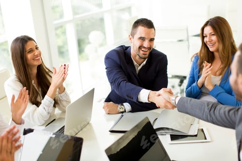 Preview: Business people shaking hands when finishing up a meeting