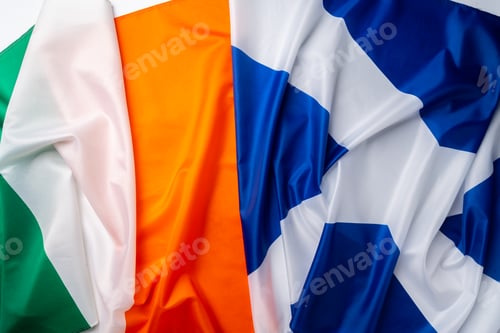 Preview: Flags of Scotland and Ireland folded together
