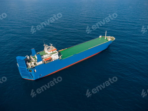 Preview: Aerial drone top view of empty car ferry boat
