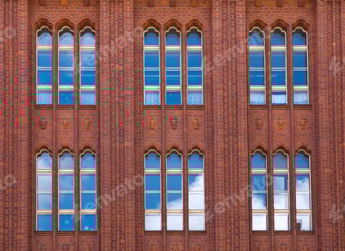 Preview: Brickwall facade with reflections