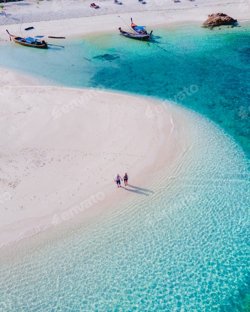 Preview: Koh Lipe Island Southern Thailand with turqouse colored ocean and white sandy beach at Ko Lipe