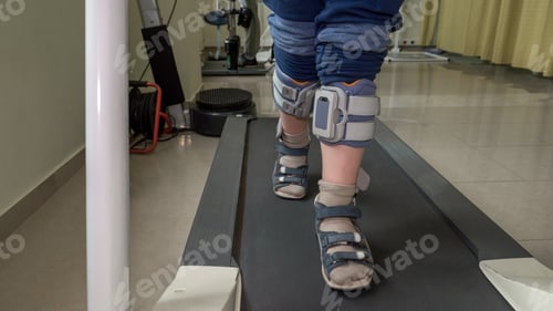 Preview: Child with foot drop system walking on the treadmill