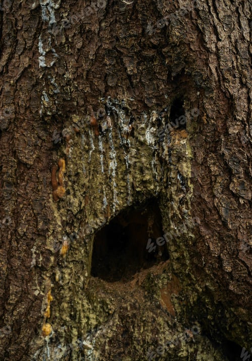 Preview: detail of a scary face on a trunk of a tree