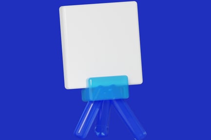 Preview: Abstract white square with rounded corners on a blue stand