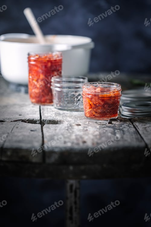 Preview: Jars with red oranges jam