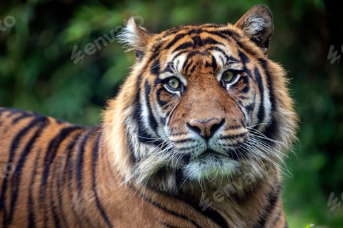 Preview: beautiful tiger on green natural background